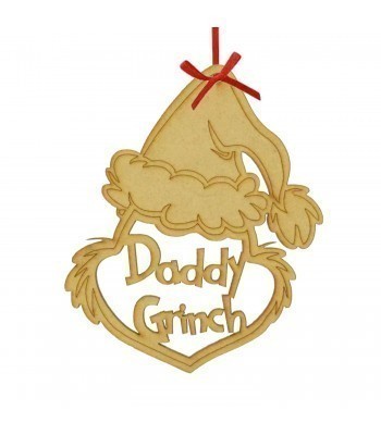 Laser Cut Personalised Family Name Grinch Head Christmas Bauble 